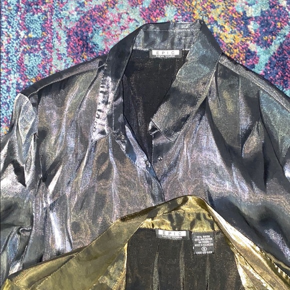 2 Shiny Button Blouses - Picture 5 of 6